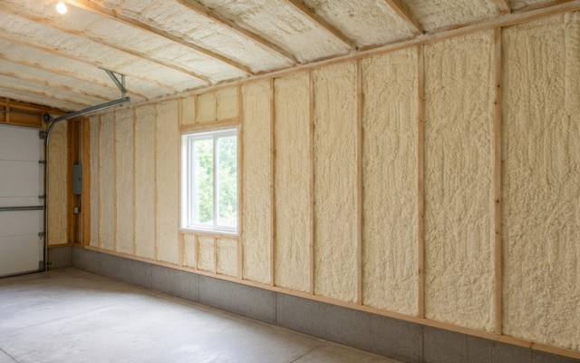 Basement walls and rim joists finished in spray foam